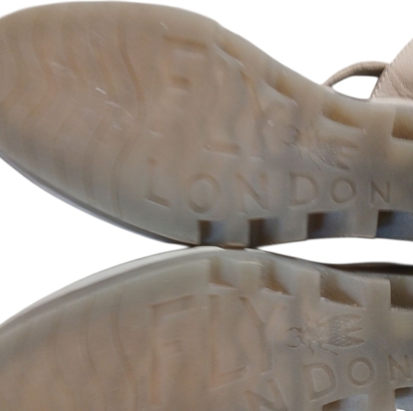 Fly London Cream Sandals with Ankle Strap and Contoured Footbed - Picture 8 of 10